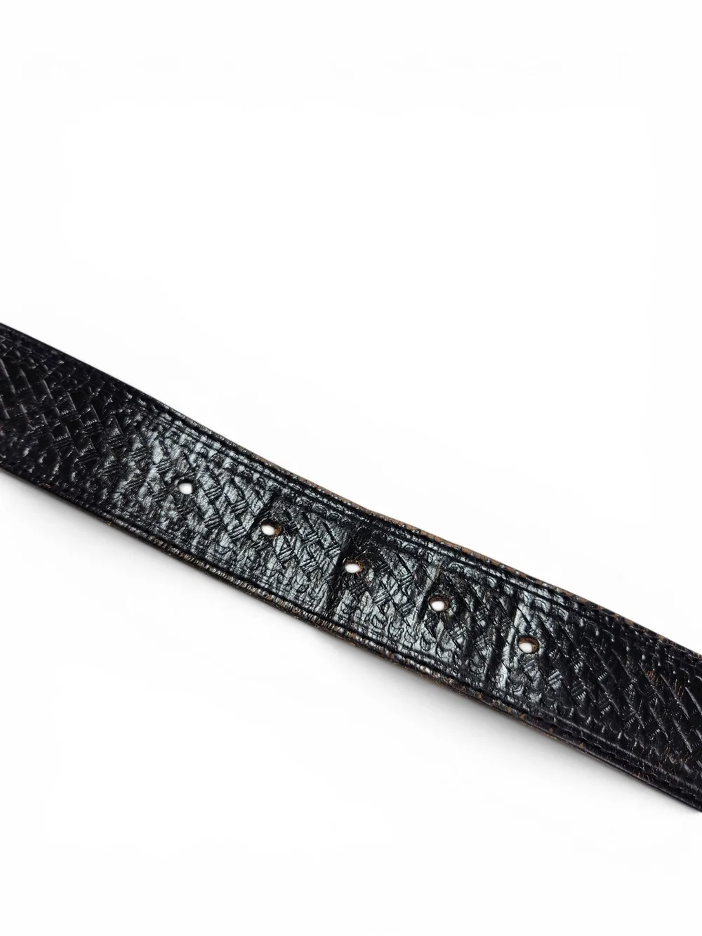Genuine Leather Black Tooled Basketweave Belt Size 40 Embossed Western Casual